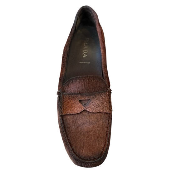 Prada Loafers Pony Hair Leather Brown - Picture 7 of 13